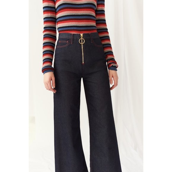 NWT M.i.h Caron High Rise Wide Leg Front Zip Jeans 25 - Picture 4 of 11